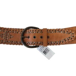 NWT Boho drop waist cognac brown studded hipster belt
